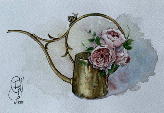 Blush of Copper Roses (Original watercolor)