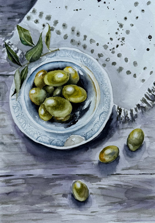 Green Olives (Original watercolor)