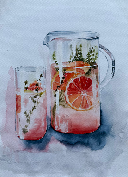 Grapefruit & Thyme (Original watercolor)